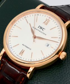 Alternative view of IWC Portofino Automatic in 18ct Rose Gold, Silver‑Tone Matte Index Dial with Date at 3 O’Clock on a IWC Alligator Strap and 18ct Rose Gold Tang Buckle, Ref: IW356504, Ca:2016, with Original Purchase Receipt