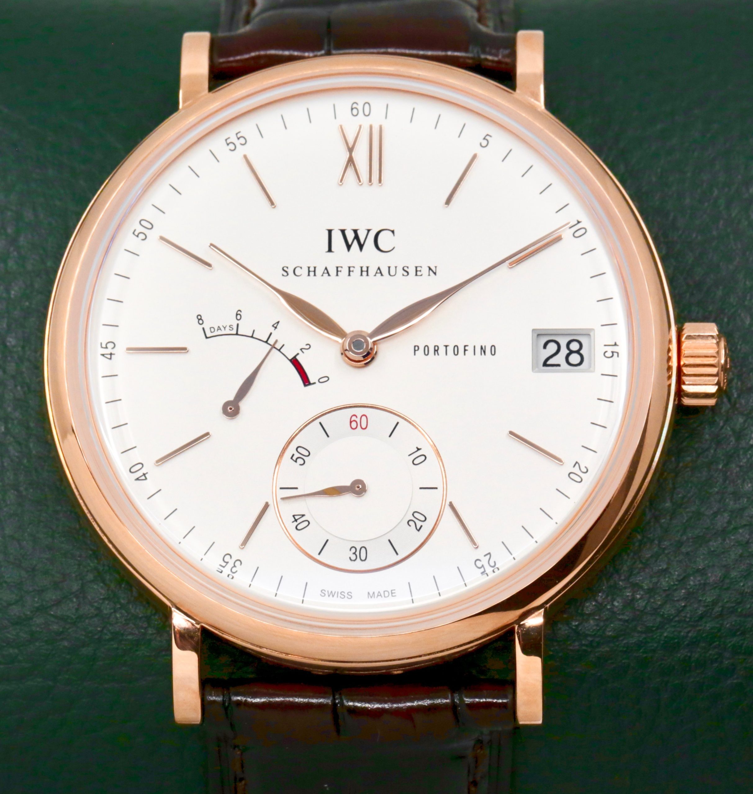 IWC Portofino 8-Day, Manual Wind, 45mm 18ct Rose Gold Case, Silver Index Dial, on Brown IWC Alligator Strap with 18ct Rose Gold IWC Tang Buckle, Ref. IW510107, Circa: 2025, Complete with Box, Books, IWC Warranty Card & Balance of 8 Year IWC Factory Warranty