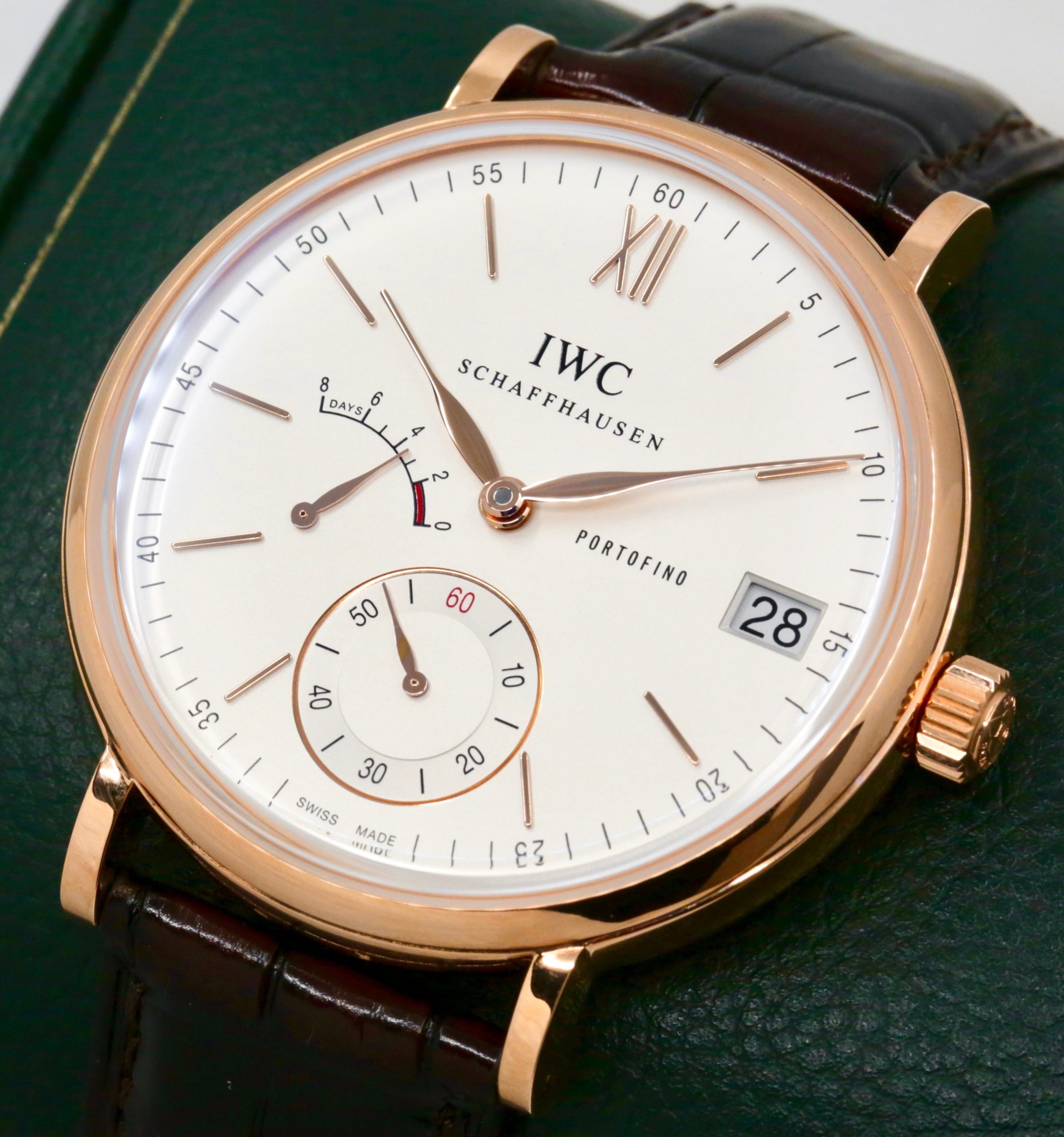 IWC Portofino 8-Day, Manual Wind, 45mm 18ct Rose Gold Case, Silver Index Dial, on Brown IWC Alligator Strap with 18ct Rose Gold IWC Tang Buckle, Ref. IW510107, Circa: 2025, Complete with Box, Books, IWC Warranty Card & Balance of 8 Year IWC Factory Warranty - Image 2