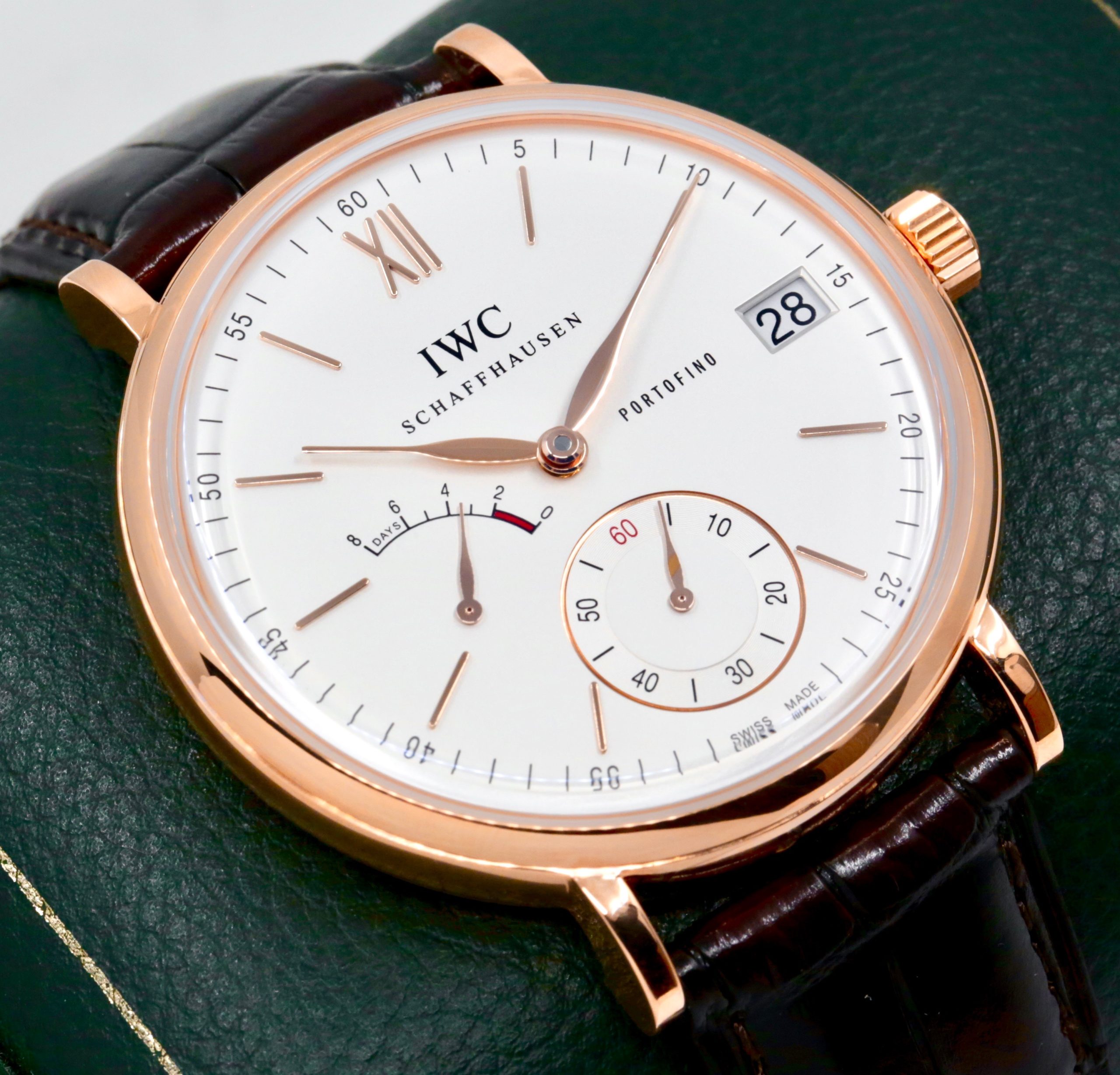 IWC Portofino 8-Day, Manual Wind, 45mm 18ct Rose Gold Case, Silver Index Dial, on Brown IWC Alligator Strap with 18ct Rose Gold IWC Tang Buckle, Ref. IW510107, Circa: 2025, Complete with Box, Books, IWC Warranty Card & Balance of 8 Year IWC Factory Warranty - Image 3