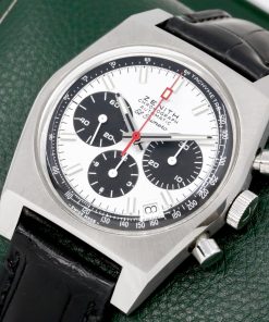 Alternative view of ON SALE!! Zenith Chronomaster Revival El Primero A384 in stainless steel, White lacquered "panda" dial with black subdials on a Zenith Leather band and Zenith pin buckle. Box and Zenith Warranty Card Ref: 03.A.384.400/21.C815  Circa: 2023 - $7,200 inc GST!!