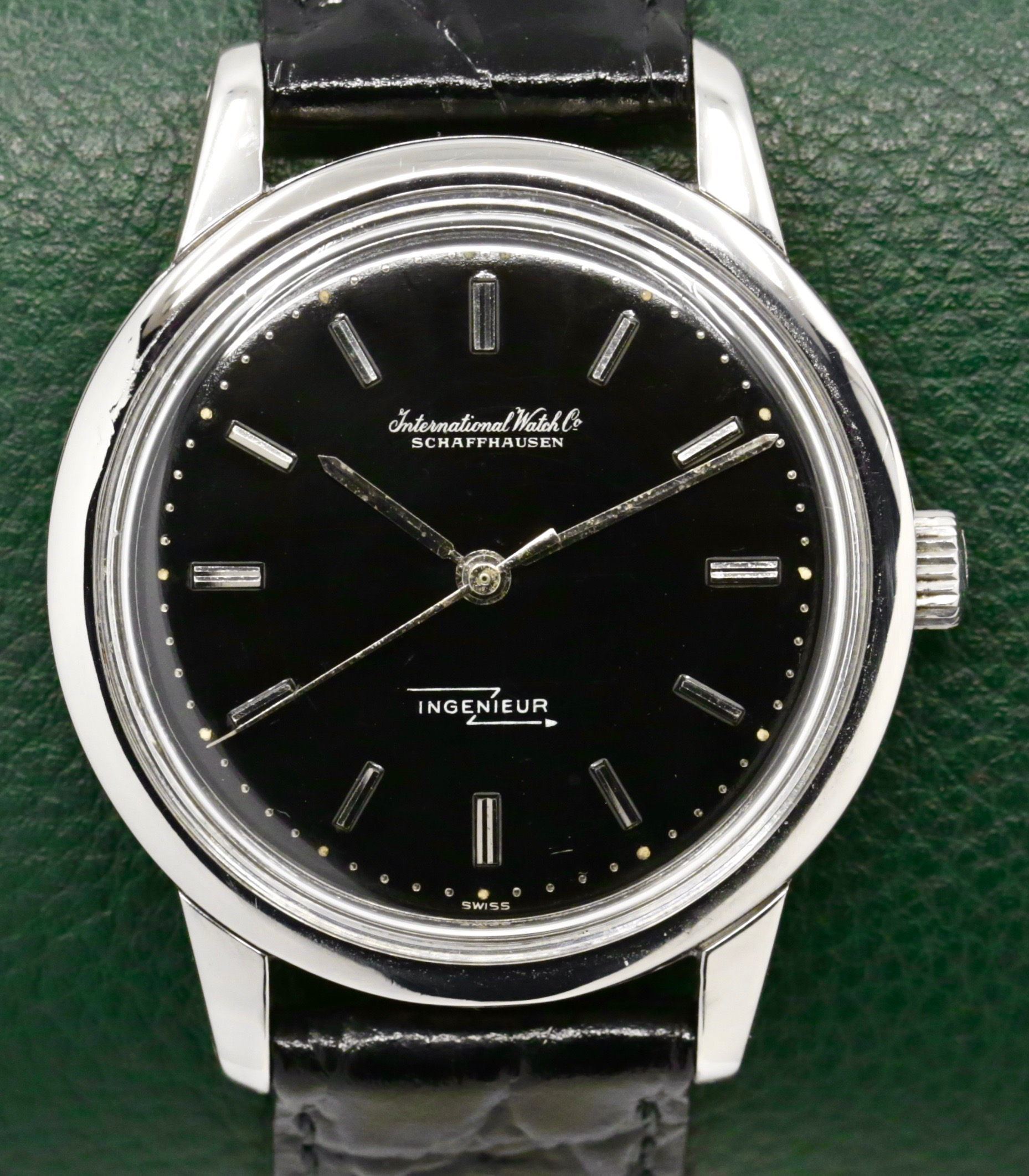 International Watch Company - Vintage IWC Ingenieur Circa 1959, 36.5mm Stainless Steel Case, Cal. 853, with Original Black Index Dial, on Black Alligator Leather Strap
