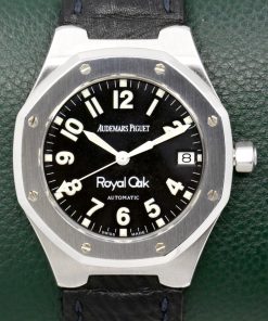 Audemars Piguet Royal Oak, Ref. 14800ST, 36mm Stainless Steel Case, Black Arab Dial, on Black Leather Strap with Stainless Steel Audemars Piguet Deployant, Circa: 1997