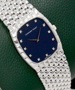 Alternative view of Audemars Piguet Wristwatch in 18ct White Gold, Factory Set Blue Diamond Dial, on a 18ct White Gold Audemars Piguet Integrated Bracelet, Circa: 1990's