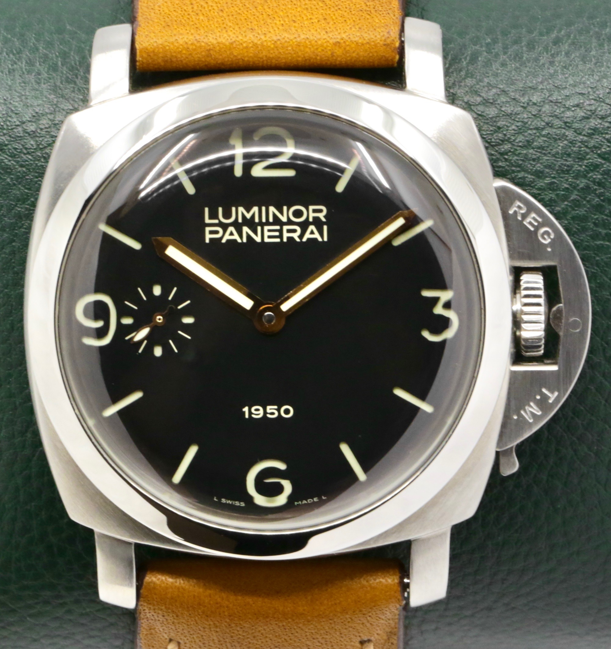 Panerai Luminor 1950 “Fiddy”, 47mm Stainless Steel Case, Black Index & Arab Sandwich Dial, Domed Crystal & Sapphire Display Case Back. Ref: Pam 127, Limited to 1950 Pieces, Circa: 2002, with Panerai Limited Edition Certificate & Panerai Specification Certificate