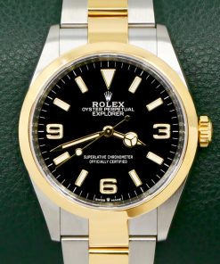 Rolex Explorer I, 36mm, in Stainless Steel & 18ct Yellow Gold, Black 3,6,9 Dial, on Stainless Steel & 18ct Yellow Gold Rolex Oyster Bracelet, Ref. 124273, Circa: 2022, with Box, Books, Swing Tag, Rolex Warranty Card & Balance of 5 Year Rolex Factory Warranty