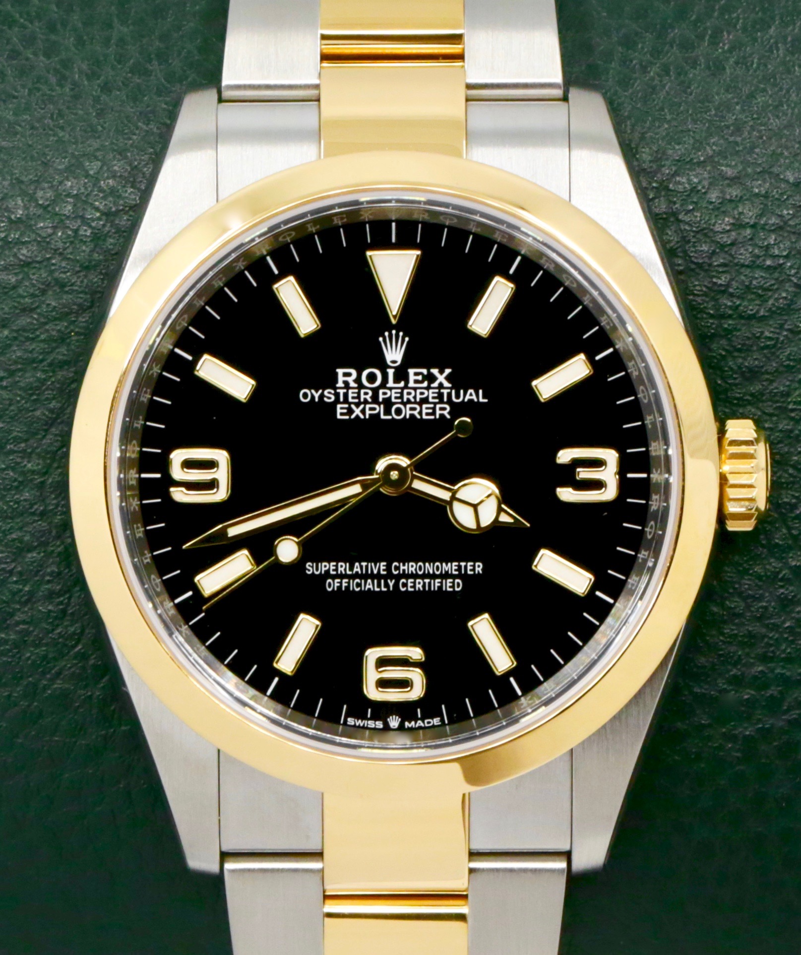 Rolex Explorer I, 36mm, in Stainless Steel & 18ct Yellow Gold, Black 3,6,9 Dial, on Stainless Steel & 18ct Yellow Gold Rolex Oyster Bracelet, Ref. 124273, Circa: 2022, with Box, Books, Swing Tag, Rolex Warranty Card & Balance of 5 Year Rolex Factory Warranty