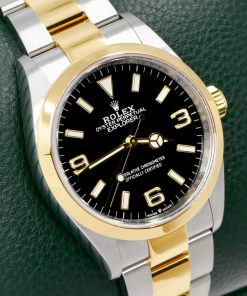 Alternative view of Rolex Explorer I, 36mm, in Stainless Steel & 18ct Yellow Gold, Black 3,6,9 Dial, on Stainless Steel & 18ct Yellow Gold Rolex Oyster Bracelet, Ref. 124273, Circa: 2022, with Box, Books, Swing Tag, Rolex Warranty Card & Balance of 5 Year Rolex Factory Warranty