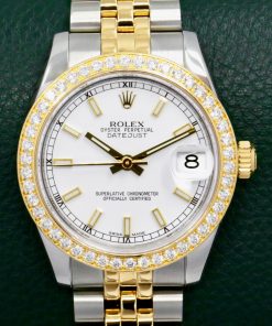 Rolex Lady-Datejust 31, Stainless Steel & 18ct Yellow Gold, Factory Set Diamond Bezel, White Index Dial, on Stainless Steel & 18ct Yellow Gold Rolex Jubilee Bracelet, Ref. 178383, Circa: 2011, with Box, Books, Rolex Warranty Card, Rolex Service Cards & Balance of 2 Year Rolex Service Warranty
