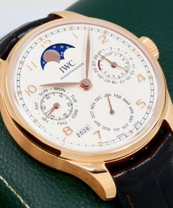 IWC Portugieser Perpetual Calendar, 18ct Rose Gold, Silver Arab Dial with Moon Phase, on Brown Alligator IWC Strap with 18ct Rose Gold IWC Deployant, Ref. IW503302, Circa: 2022, Complete with Box, Books, IWC Warranty Card & Balance of 8 Year IWC Extended Factory Warranty
