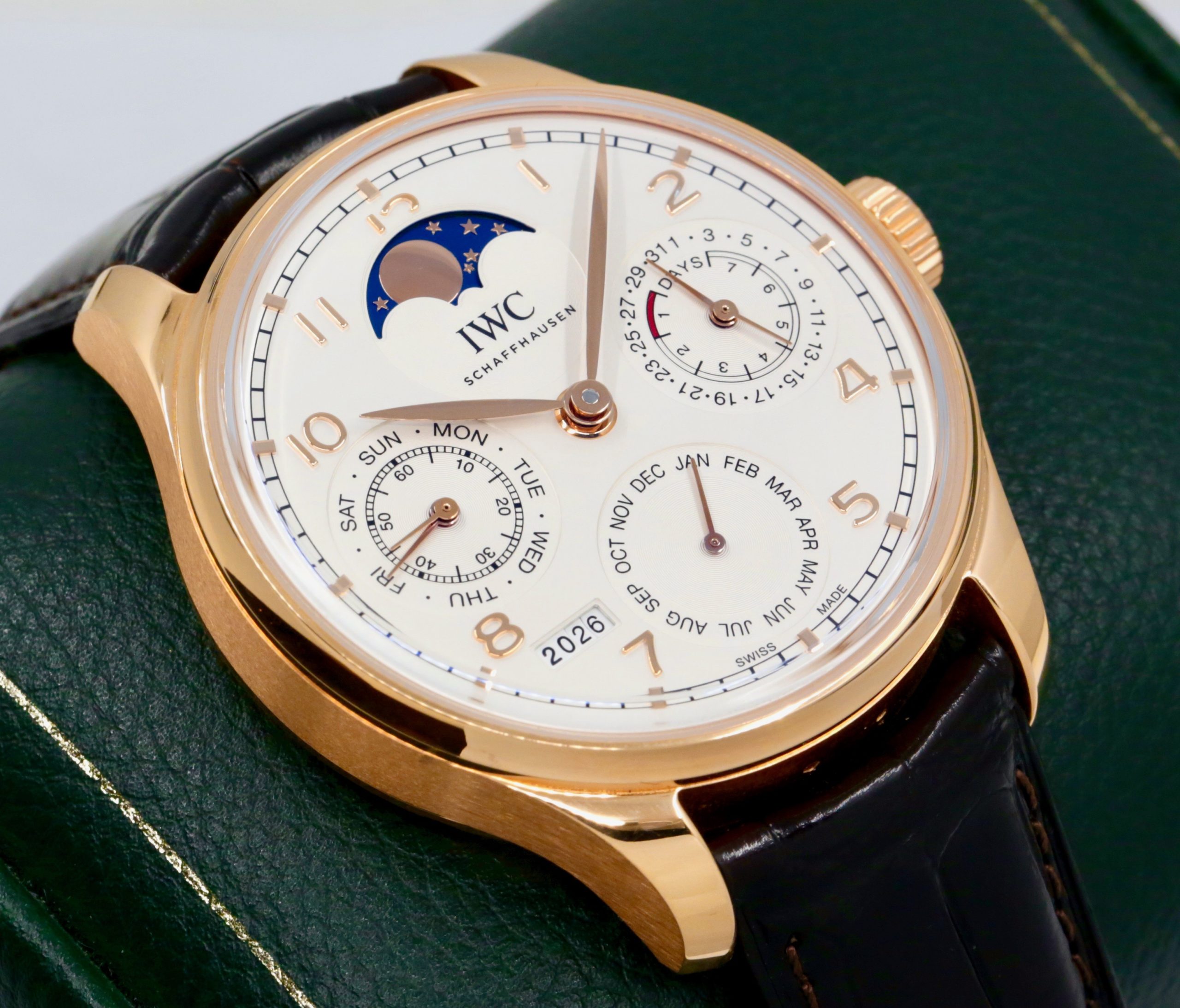 IWC Portugieser Perpetual Calendar, 18ct Rose Gold, Silver Arab Dial with Moon Phase, on Brown Alligator IWC Strap with 18ct Rose Gold IWC Deployant, Ref. IW503302, Circa: 2022, Complete with Box, Books, IWC Warranty Card & Balance of 8 Year IWC Extended Factory Warranty - Image 4