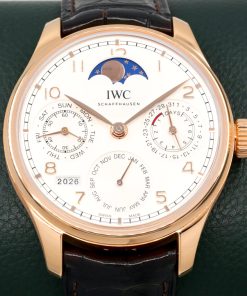 Alternative view of IWC Portugieser Perpetual Calendar, 18ct Rose Gold, Silver Arab Dial with Moon Phase, on Brown Alligator IWC Strap with 18ct Rose Gold IWC Deployant, Ref. IW503302, Circa: 2022, Complete with Box, Books, IWC Warranty Card & Balance of 8 Year IWC Extended Factory Warranty