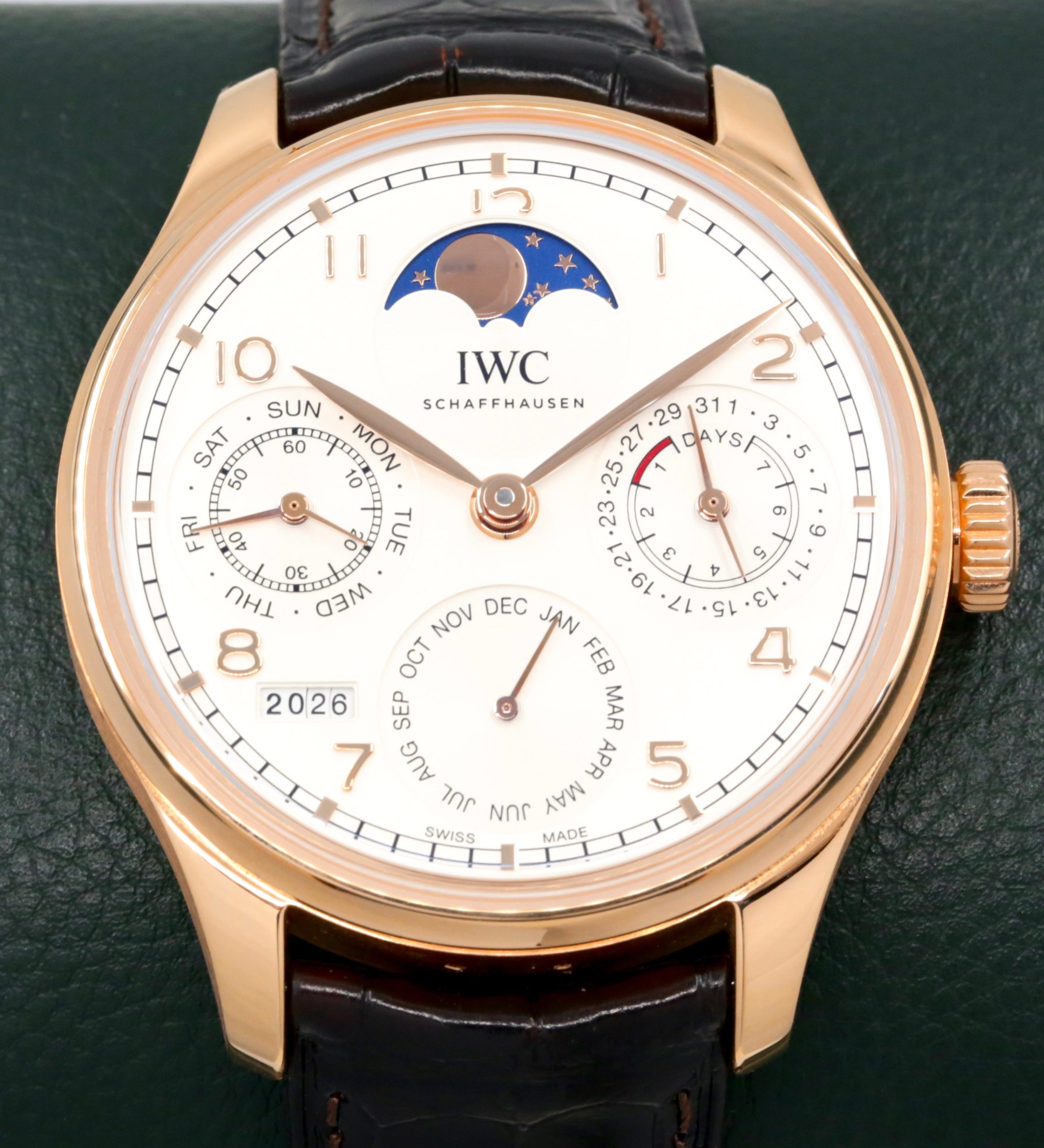 IWC Portugieser Perpetual Calendar, 18ct Rose Gold, Silver Arab Dial with Moon Phase, on Brown Alligator IWC Strap with 18ct Rose Gold IWC Deployant, Ref. IW503302, Circa: 2022, Complete with Box, Books, IWC Warranty Card & Balance of 8 Year IWC Extended Factory Warranty - Image 2