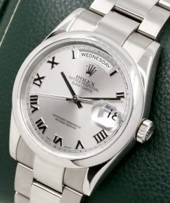 Alternative view of Rolex Day-Date, Ref. 118209, in 18ct White Gold, Domed Bezel, Silver Roman Dial, on 18ct White Gold Rolex Oyster Bracelet, Circa: 2000, with Box & Rolex Service Invoice Dated Jan. 2025