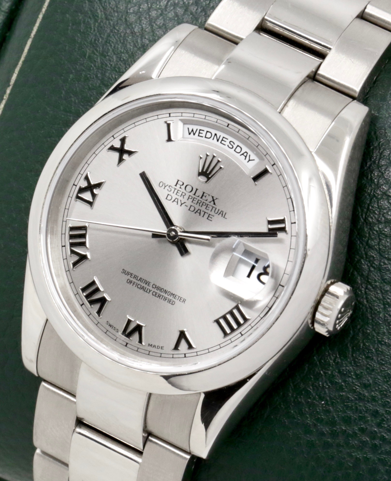 Rolex Day-Date, Ref. 118209, in 18ct White Gold, Domed Bezel, Silver Roman Dial, on 18ct White Gold Rolex Oyster Bracelet, Circa: 2000, with Box & Rolex Service Invoice Dated Jan. 2025 - Image 2