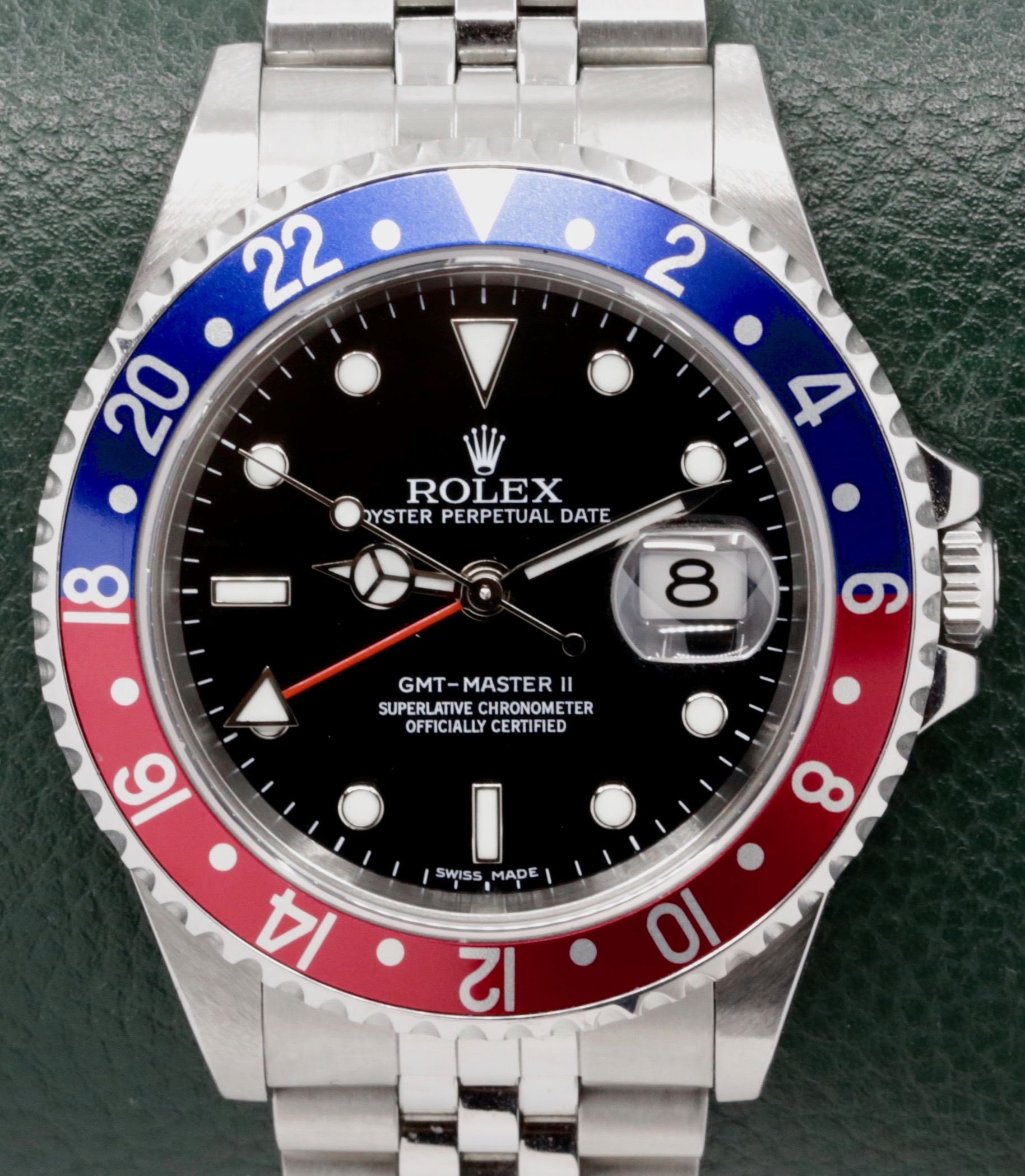 Rolex GMT-Master II "Pepsi", Ref. 16710, Stainless Steel, Blue & Red Aluminium Bezel, Black Index Dial, on Stainless Steel Rolex Jubilee Bracelet, with Rolex Folder & Rolex Warranty Certificate, Sold New in April of 2008