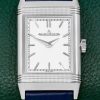 Jaeger-LeCoultre Reverso Tribute Monoface, Stainless Steel Case, Silver Index Dial, on Navy Blue JLC Leather Strap with Stainless Steel JLC Deployant, Ref. Q7168420, Circa: 2024, with Box, Books, JLC Warranty Card & Balance of 8 Year Extended JLC Factory Warranty