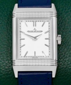 Jaeger-LeCoultre Reverso Tribute Monoface, Stainless Steel Case, Silver Index Dial, on Navy Blue JLC Leather Strap with Stainless Steel JLC Deployant, Ref. Q7168420, Circa: 2024, with Box, Books, JLC Warranty Card & Balance of 8 Year Extended JLC Factory Warranty