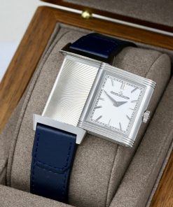 Alternative view of Jaeger-LeCoultre Reverso Tribute Monoface, Stainless Steel Case, Silver Index Dial, on Navy Blue JLC Leather Strap with Stainless Steel JLC Deployant, Ref. Q7168420, Circa: 2024, with Box, Books, JLC Warranty Card & Balance of 8 Year Extended JLC Factory Warranty