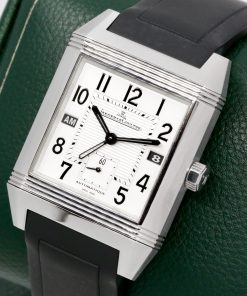 Alternative view of Jaeger-LeCoultre Reverso Squadra Hometime, Dual-Time, Stainless Steel Case, Silver Arab Dial with Date & "AM/PM" Indicator, on Black JLC Rubber Strap with Stainless Steel JLC Deployant, Ref. 230.8.77, Circa: 2007, with JLC Box & JLC Warranty Certificate