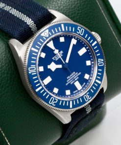 Alternative view of Tudor Pelagos FXD "Marine Nationale", 42mm Titanium Case, Blue Aluminium Rotating Bezel, Blue Index Dial, on Tudor Fabric Strap, Ref. 25707B, Circa: 2022, with Box, Papers, Additional Tudor Rubber Strap & Balance of 5 Year Tudor Warranty