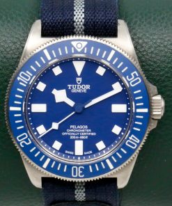Tudor Pelagos FXD "Marine Nationale", 42mm Titanium Case, Blue Aluminium Rotating Bezel, Blue Index Dial, on Tudor Fabric Strap, Ref. 25707B, Circa: 2022, with Box, Papers, Additional Tudor Rubber Strap & Balance of 5 Year Tudor Warranty