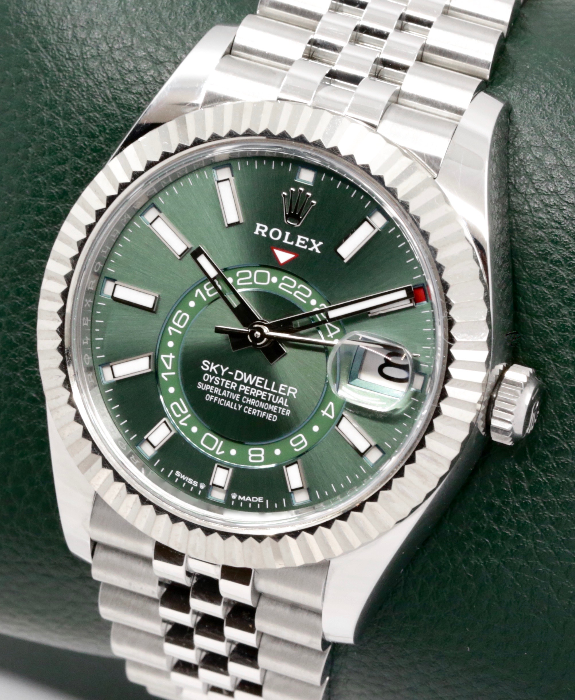 Rolex Sky-Dweller, Mint Green Index Dial, 42mm Stainless Steel Case with 18ct White Gold Fluted Bezel, on Stainless Steel Rolex Jubilee Bracelet, Ref. 336934, Circa: 2024, with Complete with Box, Books, Green & White Swing Tags, Rolex Warranty Card & Balance of 5 Year Rolex Factory Warranty - Image 2