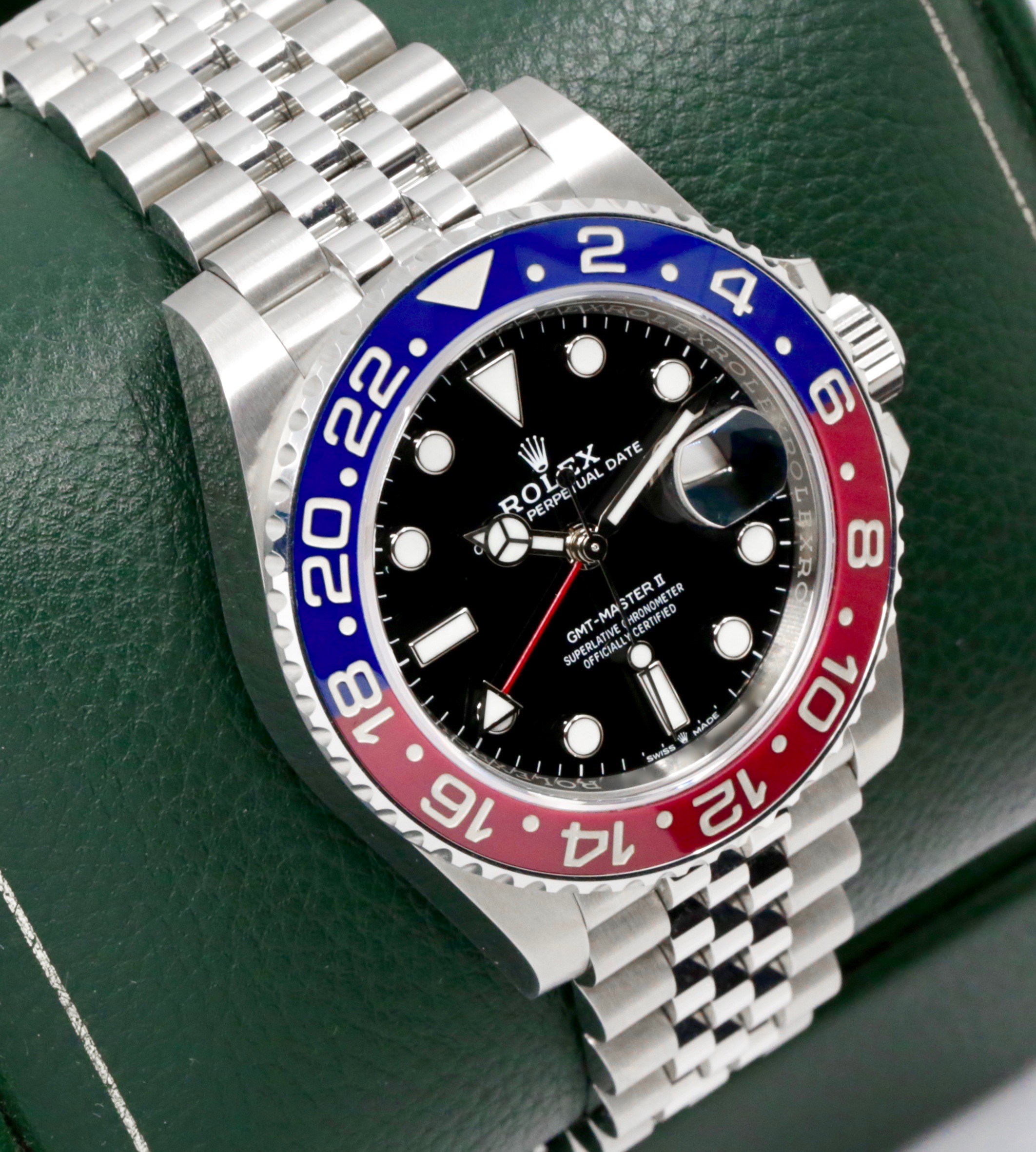 Rolex GMT-Master II “Pepsi”, Stainless Steel, Black Index Dial, Blue & Red Ceramic Bezel, on Stainless Steel Rolex Jubilee Bracelet, Ref. 126710BLRO, Circa: 2018, Complete with Box, Books & Rolex Warranty Card - Image 3