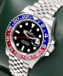 Alternative view of Rolex GMT-Master II “Pepsi”, Stainless Steel, Black Index Dial, Blue & Red Ceramic Bezel, on Stainless Steel Rolex Jubilee Bracelet, Ref. 126710BLRO, Circa: 2018, Complete with Box, Books & Rolex Warranty Card