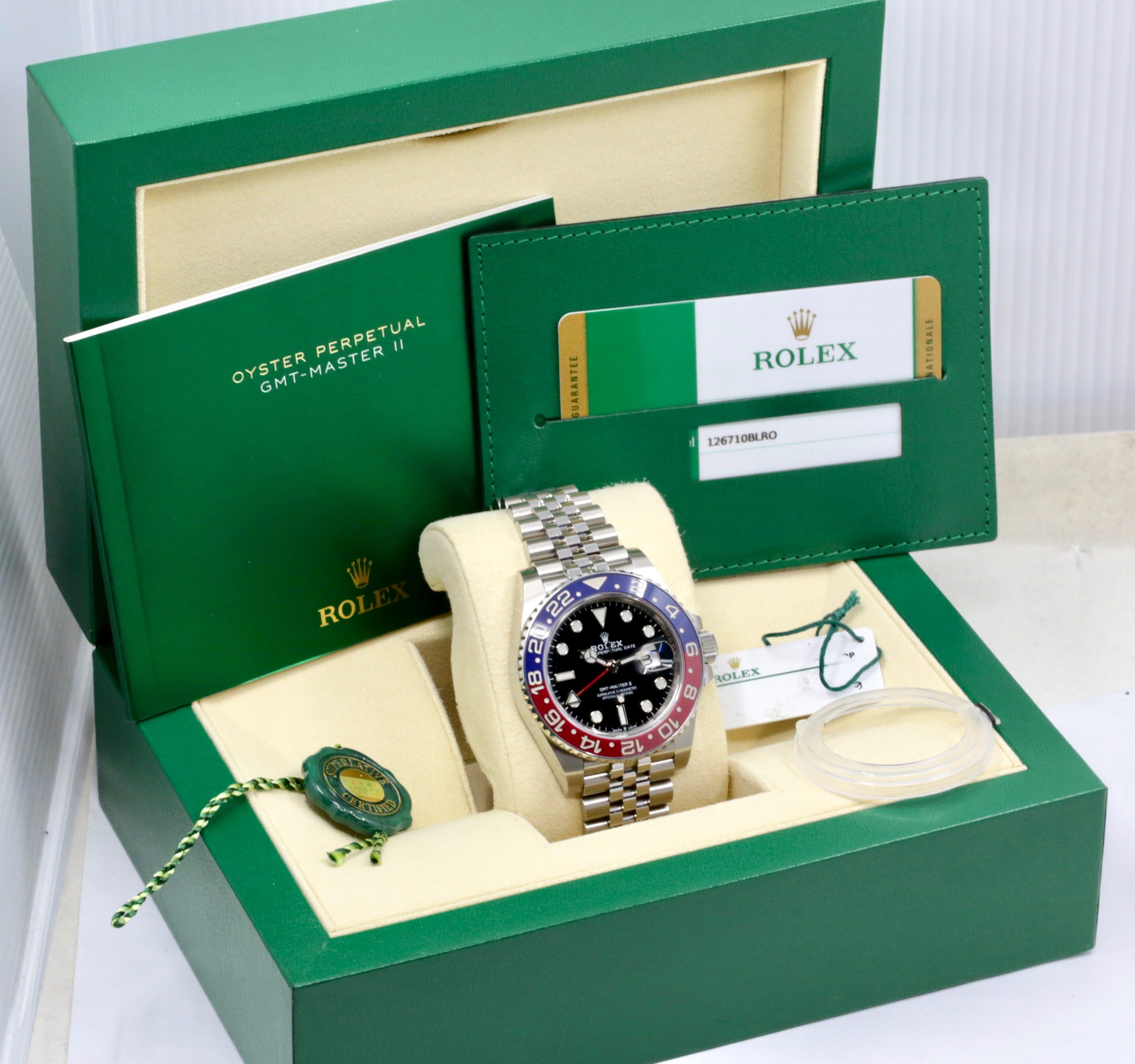 Rolex GMT-Master II “Pepsi”, Stainless Steel, Black Index Dial, Blue & Red Ceramic Bezel, on Stainless Steel Rolex Jubilee Bracelet, Ref. 126710BLRO, Circa: 2018, Complete with Box, Books & Rolex Warranty Card - Image 7