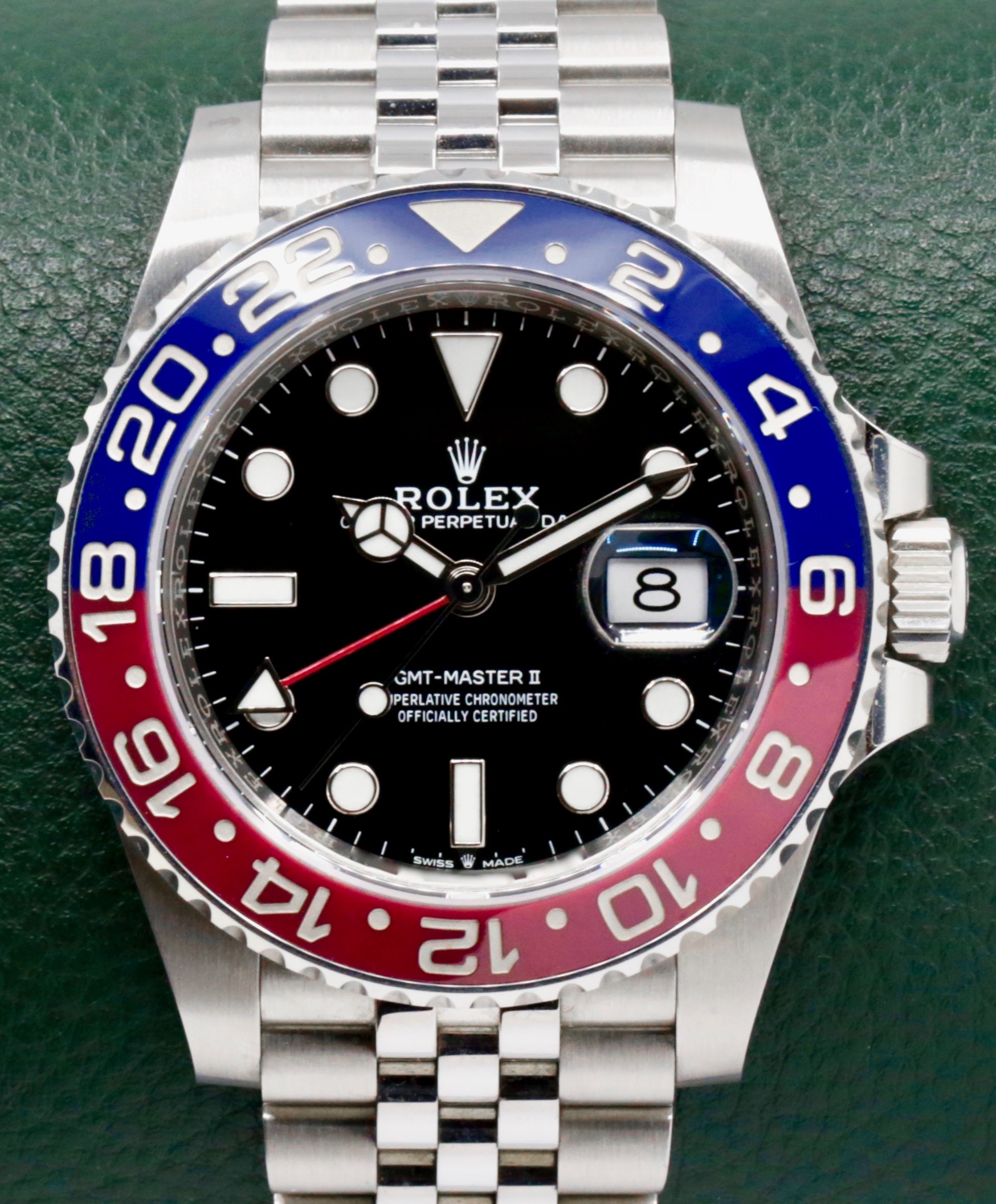 Rolex GMT-Master II “Pepsi”, Stainless Steel, Black Index Dial, Blue & Red Ceramic Bezel, on Stainless Steel Rolex Jubilee Bracelet, Ref. 126710BLRO, Circa: 2018, Complete with Box, Books & Rolex Warranty Card - Image 4