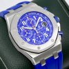 Audemars Piguet Royal Oak Offshore Chronograph in Stainless Steel, 42mm, Indigo Blue "Méga Tapisserie" Dial, on Blue Audemars Piguet Rubber Strap with Stainless Steel AP Tang Buckle, Ref. 26470ST, Ca. 2018, with Box & Papers
