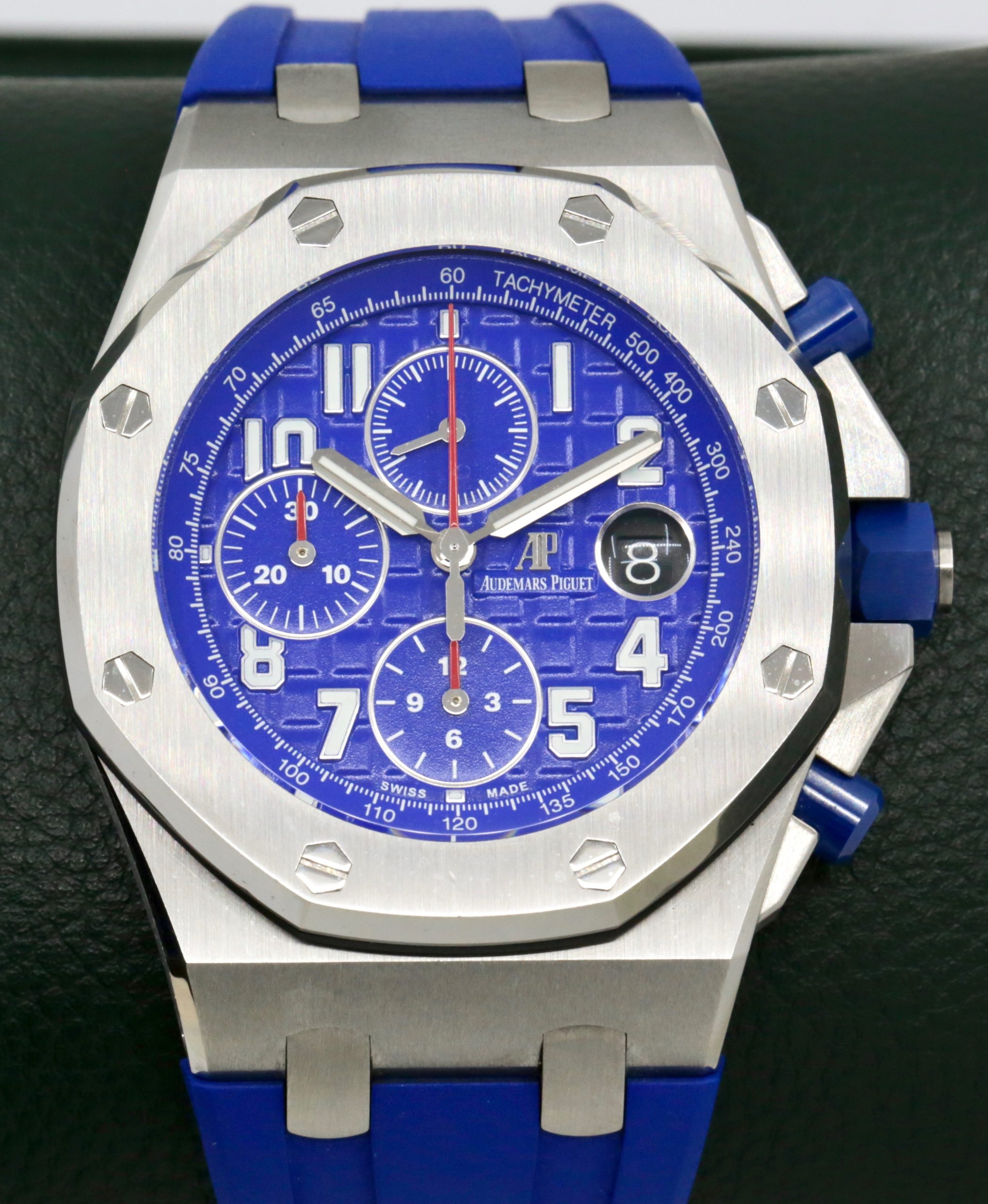 Audemars Piguet Royal Oak Offshore Chronograph in Stainless Steel, 42mm, Indigo Blue "Méga Tapisserie" Dial, on Blue Audemars Piguet Rubber Strap with Stainless Steel AP Tang Buckle, Ref. 26470ST, Ca. 2018, with Box & Papers - Image 3