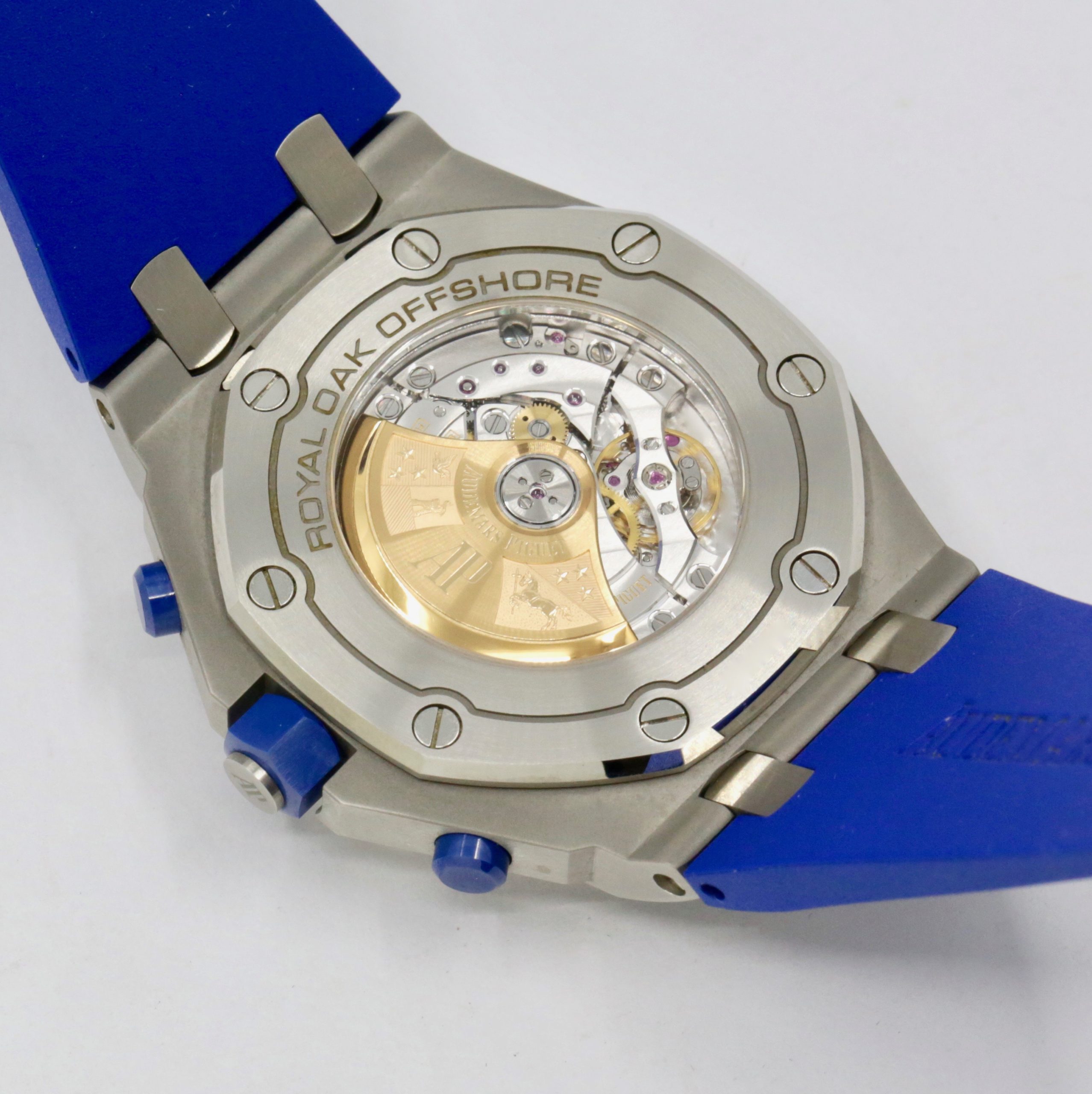 Audemars Piguet Royal Oak Offshore Chronograph in Stainless Steel, 42mm, Indigo Blue "Méga Tapisserie" Dial, on Blue Audemars Piguet Rubber Strap with Stainless Steel AP Tang Buckle, Ref. 26470ST, Ca. 2018, with Box & Papers - Image 6