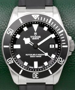 Tudor Pelagos, 42mm, Titanium Case, Matte Black Index Dial, on Tudor Black Rubber Strap with Tang Buckle and a  Tudor Titanium Bracelet, Ref: 25500TN Box, Books & Tudor Warranty Card, Circa 2014