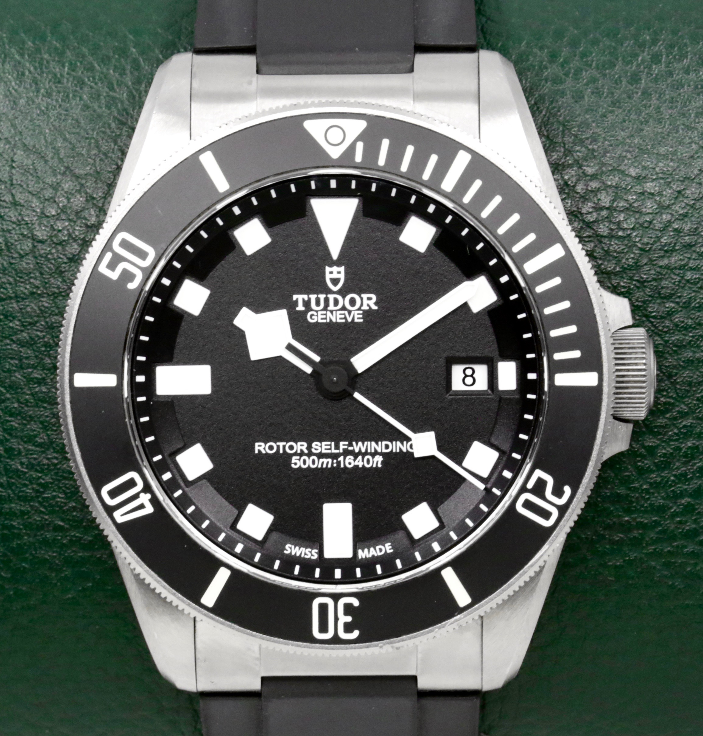 Tudor Pelagos, 42mm, Titanium Case, Matte Black Index Dial, on Tudor Black Rubber Strap with Tang Buckle and a Tudor Titanium Bracelet, Ref: 25500TN Box, Books & Tudor Warranty Card, Circa 2014