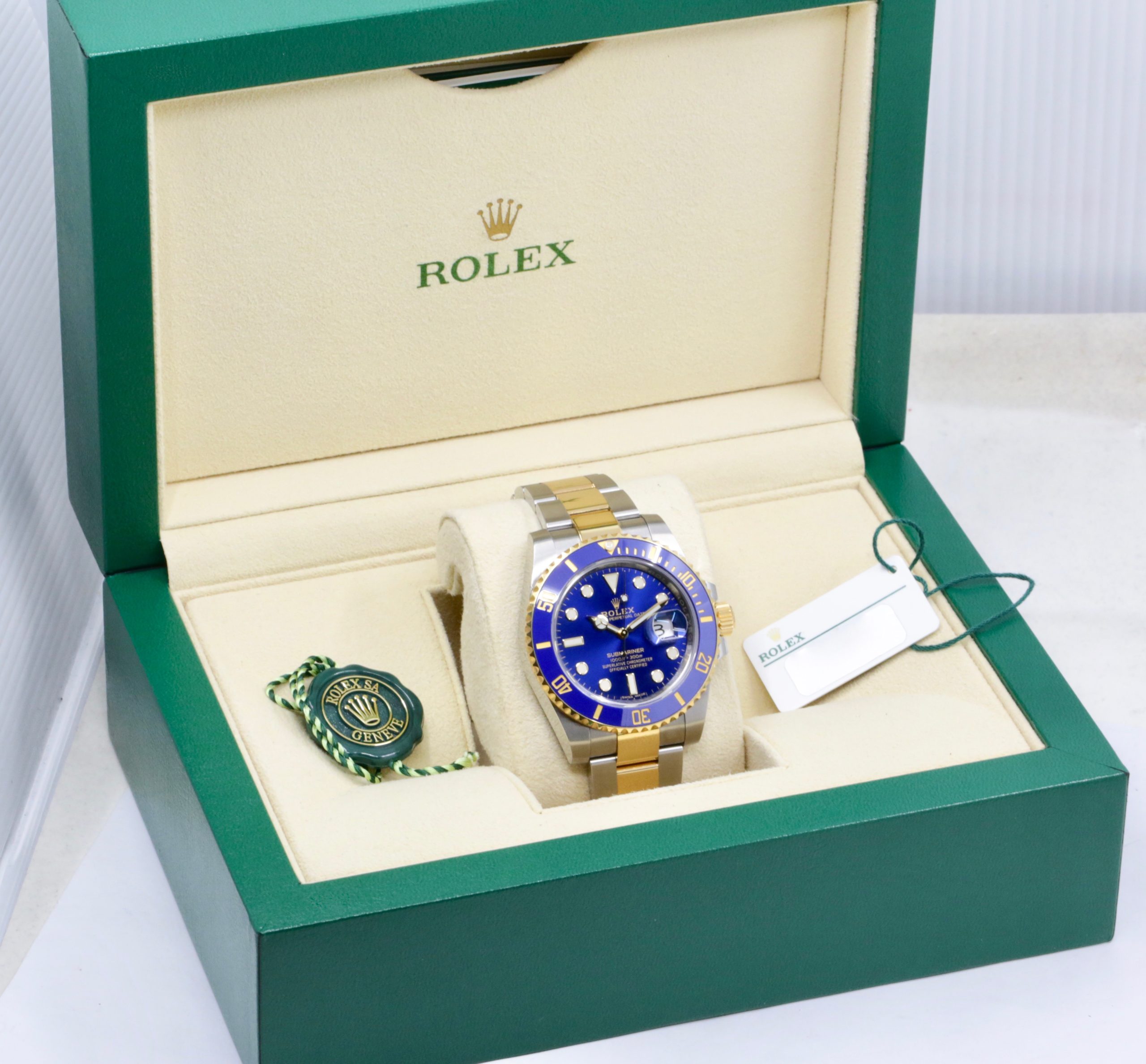 Rolex Submariner Date "Bluesy", 40mm, in Stainless Steel & 18ct Yellow Gold, Blue Ceramic Bezel, Blue Index Dial, on Stainless Steel & 18ct Yellow Gold Rolex Oyster Bracelet, Ref. 116613LB, Circa: 2020, Full Set with Box, Books, Green & White Swing Tags, & Rolex Warranty Card - Image 7