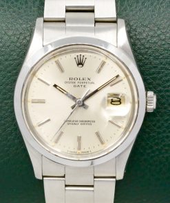 Rolex Oyster Perpetual Date, Ref. 15000, 34mm, Stainless Steel, Smooth Bezel, Original Tritium Silver Index Dial, Original Hands, on Stainless Steel Rolex Oyster Bracelet, Circa: 1982
