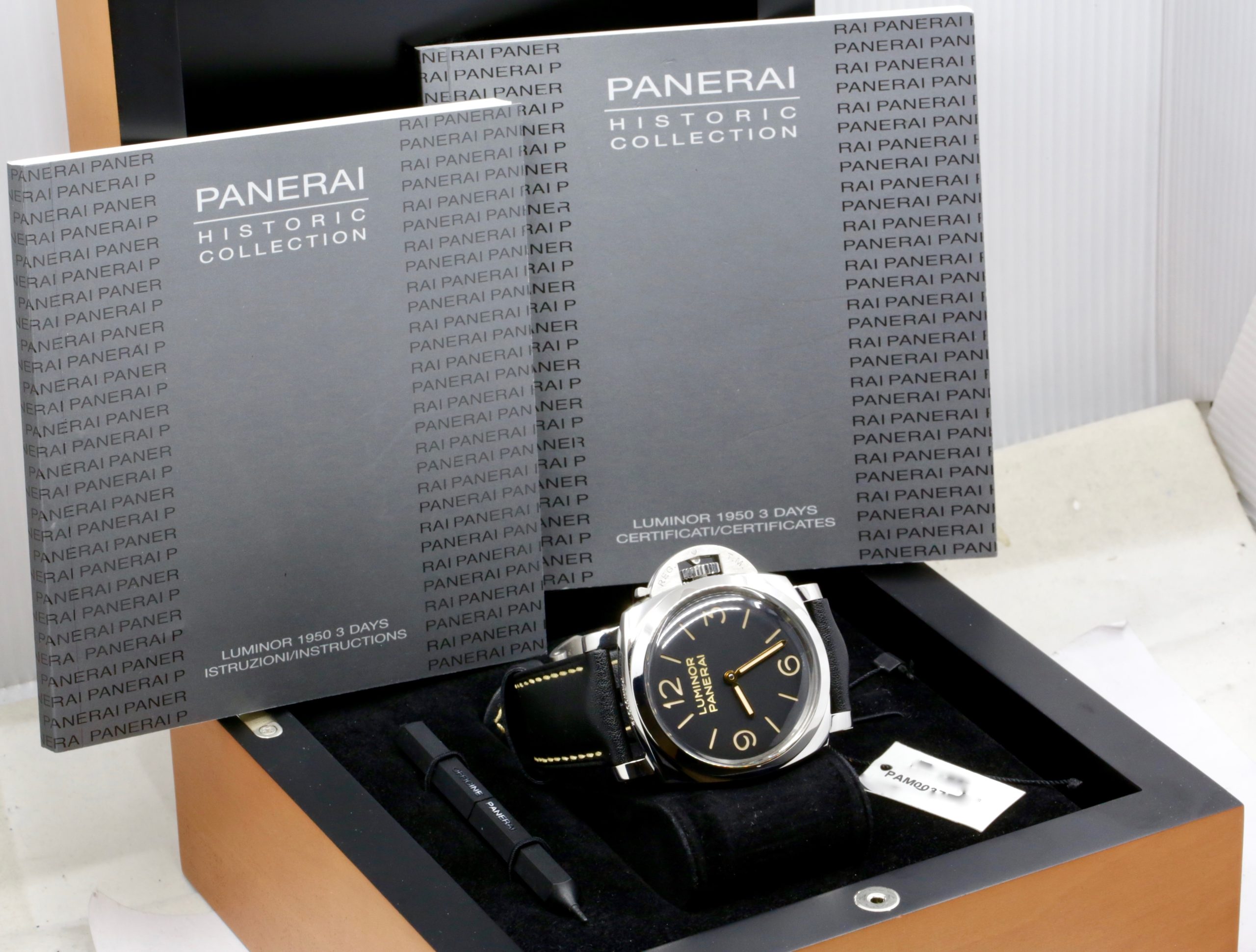 Panerai Luminor 1950 3 Days, 47mm Stainless Steel Case, Black Dial with Index & Arab Markers, on Black Panerai Leather Strap with Stainless Steel Panerai Tang Buckle, Ref. PAM00372, Circa: 2014, with Box, Papers - Image 7