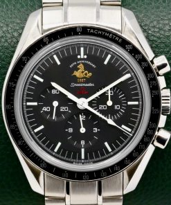 Omega Speedmaster Moonwatch 50th Anniversary "Patch" Limited Edition, 42mm Stainless Steel Case, Black Index Dial, on Stainless Steel Omega Bracelet, Ref.  311.30.42.30.01.001, Circa: 2008, with Omega Box & Omega Warranty Cards