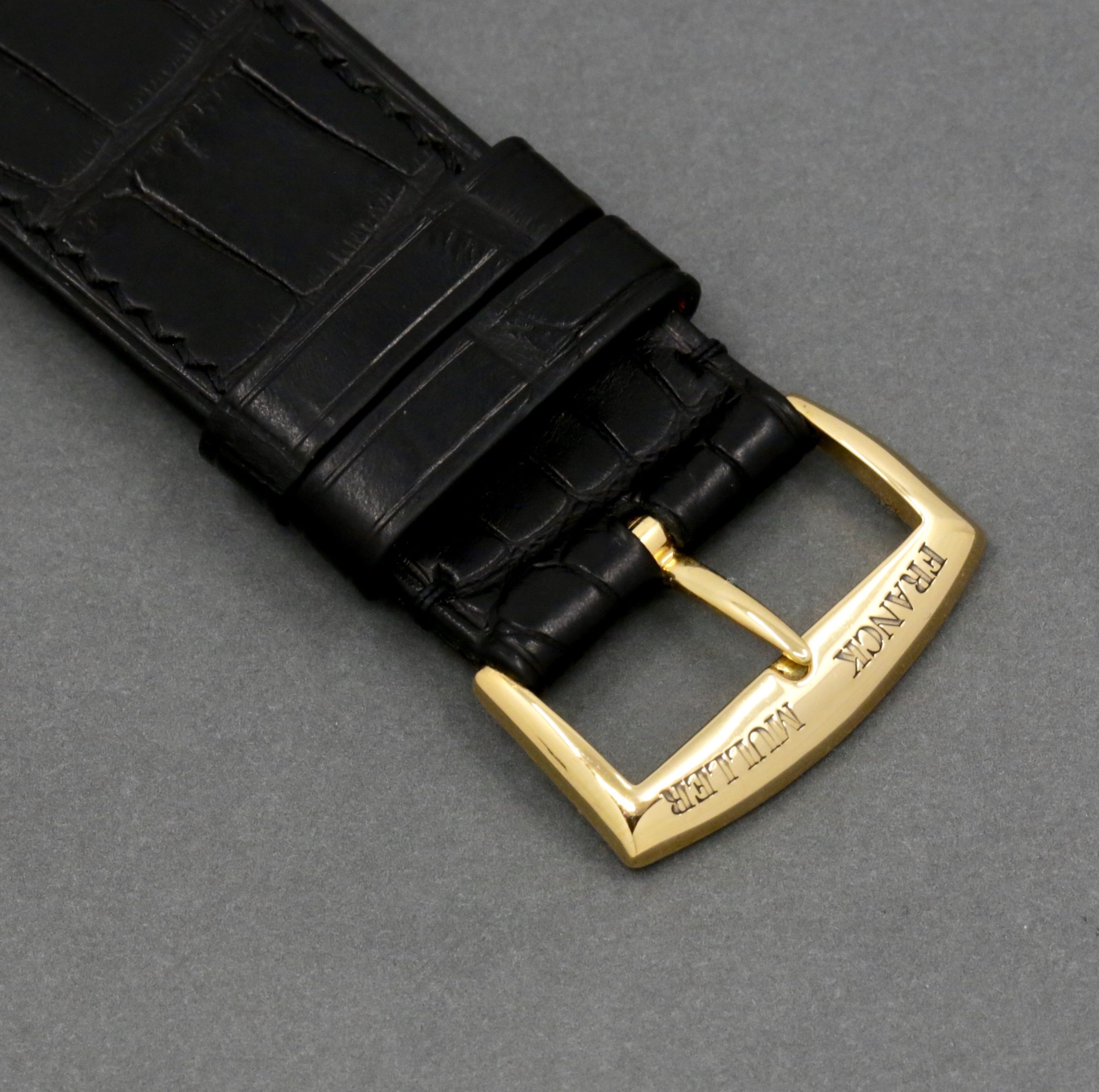 Franck Muller Long Island Double Second Retrograde, in 18ct Yellow Gold, Silver Guilloche Dial with Arab Numerals, on Black Crocodile Leather Strap with 18ct Yellow Gold Franck Muller Tang Buckle, Ref. 1100 DS R, Circa 2008 - Image 4