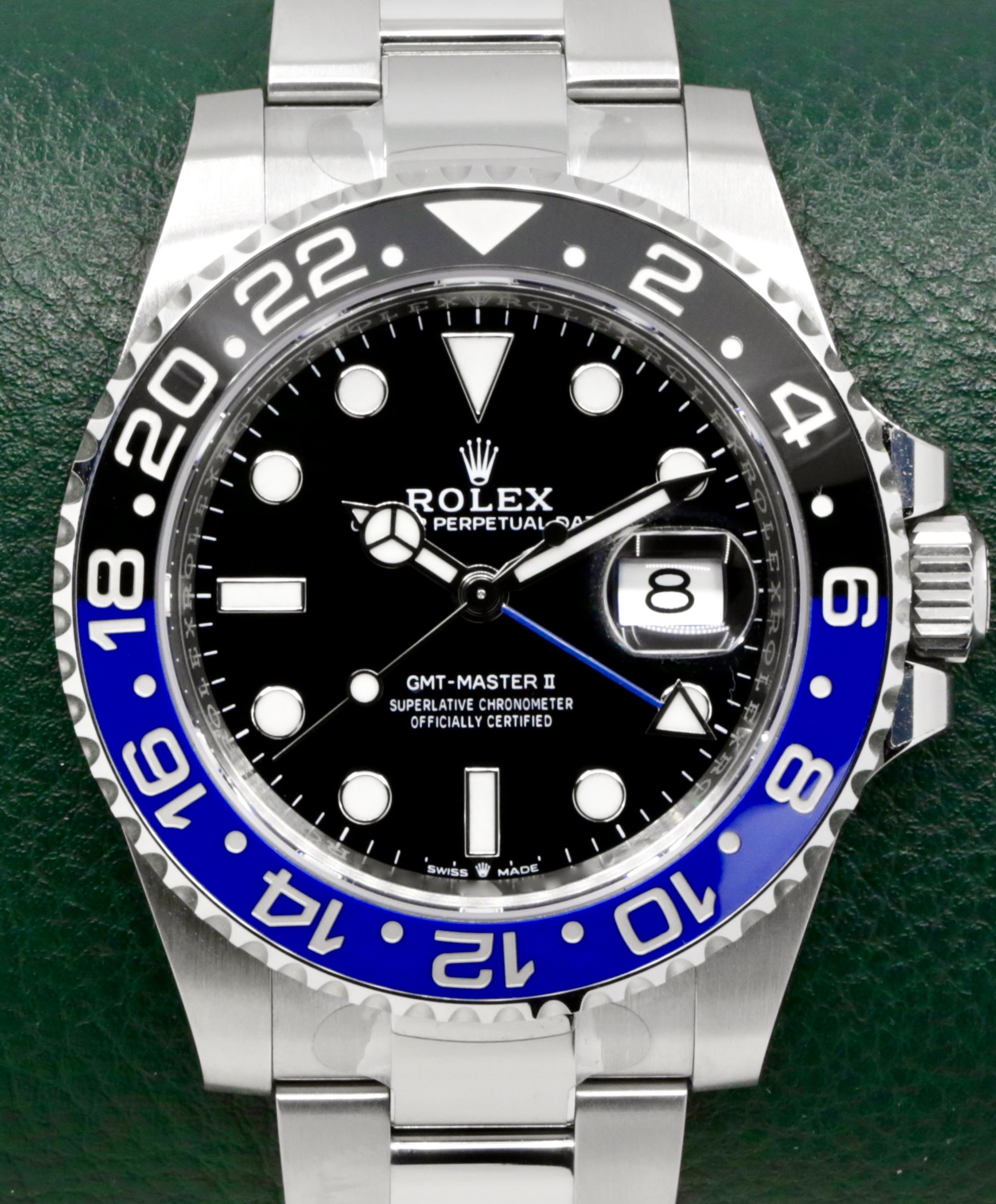 Rolex GMT-Master II "Batman", in Stainless Steel, with Black & Blue Ceramic Bezel, Black Index Dial, on Stainless Steel Rolex Oyster Bracelet, Ref. 126710BLNR, Circa: 2024, with Box, Books, Rolex Warranty Card, & Balance of 5 Year Rolex Factory Warranty