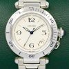 Cartier Pasha 38mm, Stainless‑Steel, Automatic, Ivory Dial with Index Markers & Arabic Numerals, Rotating Bezel, on a Cartier Stainless Steel Bracelet Ref: W3100655, with Cartier Box, Cartier Service Receipt and Balance of 2 Year Cartier Service Warranty