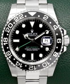 Rolex GMT-Master II "Green Arrow", Stainless Steel, Black Ceramic Bezel, Black Index Dial, on Stainless Steel Rolex Oyster Bracelet, Ref. 116710LN, Circa: 2017, with Box, Books, Green & White Swing Tags, & Rolex Warranty Card