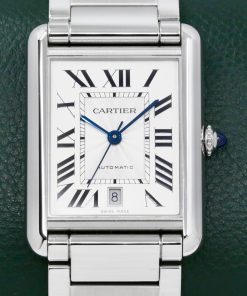 Cartier Tank Must XL, Automatic, Stainless Steel, Silver Roman Dial with Blued Hands, on Stainless Steel Cartier Bracelet, Ref. WSTA0053, Circa: 2023, with Box, Cartier Warranty Card & Balance of Extended Cartier Warranty until 2031