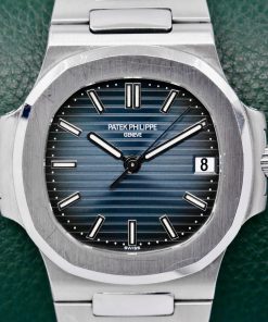 Alternative view of Patek Philippe Nautilus Ref. 5800/1A-001, in Stainless Steel, Blue Index Dial with Date, on an Integrated Stainless Steel Patek Philippe Bracelet, Circa: 2006, with Box & Papers