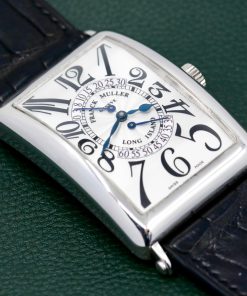 Franck Muller Long Island Double Second Retrograde, in 18ct White Gold, Silver Guilloche Dial, on Black Alligator Leather Strap with 18ct White Gold Franck Muller Tang Buckle, Ref. 1100 DS R, Circa 2008