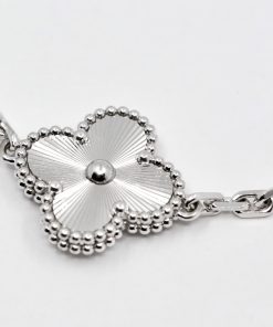 Alternative view of Van Cleef & Arpels Vintage Alhambra Bracelet, 5 Motifs, in 18ct White Gold, Size 18, Ref. VCARP9XE00, with  Van Cleef & Arpels Pouch & Van Cleef & Arpels Service Invoice