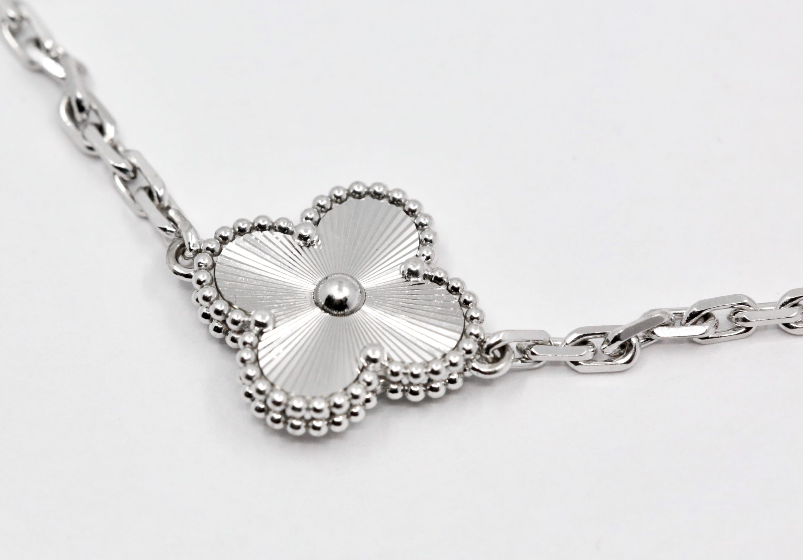 Van Cleef & Arpels Vintage Alhambra Bracelet, 5 Motifs, in 18ct White Gold, Size 18, Ref. VCARP9XE00, with Van Cleef & Arpels Pouch & Van Cleef & Arpels Service Invoice - Image 2