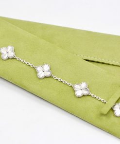 Van Cleef & Arpels Vintage Alhambra Bracelet, 5 Motifs, in 18ct White Gold, Size 18, Ref. VCARP9XE00, with  Van Cleef & Arpels Pouch & Van Cleef & Arpels Service Invoice